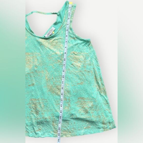 Jennifer Lopez Sleeveless Flowy V-Back Green & Gold Blouse. Top. Shirt. Small. - Picture 5 of 7